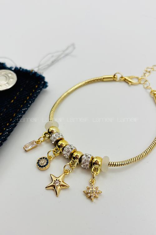 Gold-1 Buckle Silver Straight Wristband