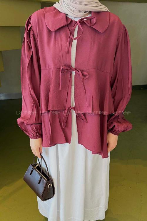 Claret Red Peter Pan Collar Long Arm Modal Shirt