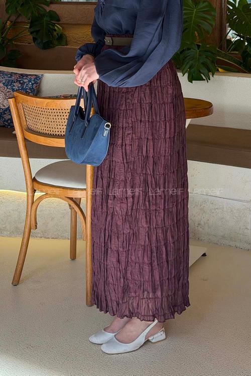 Plum Cotton Flared Skirt Skirt
