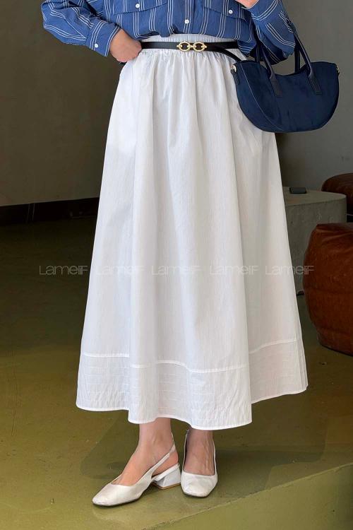 Lamelif Poplin Kumaş Tesettür Etek Beyaz