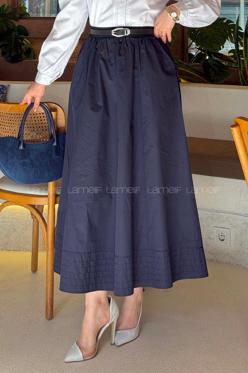 Lamelif Poplin Kumaş Tesettür Etek Lacivert