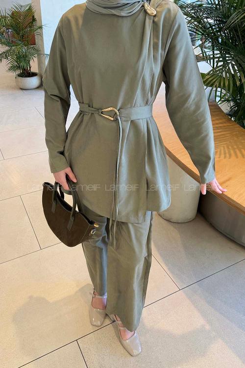 Lamelif Tensel Toka Detaylı Takım Haki