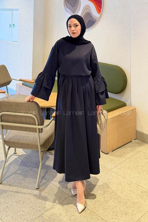 Lamelif Etekli Takım Lacivert