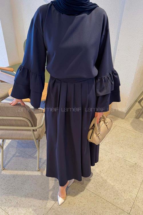 Lamelif Etekli Takım Lacivert