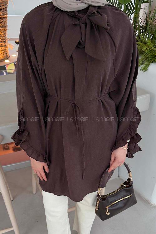 Brown Foulard Neck Modal Tunic