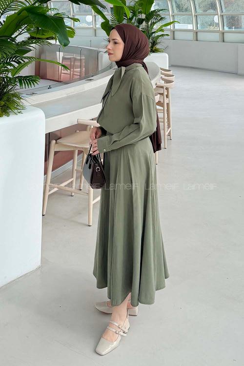 Lamelif Fular Yakalı Takım Haki