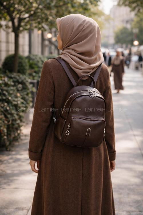 Lamelif Günlük Sırt Çantası Yumuşak Deri Acı Kahve