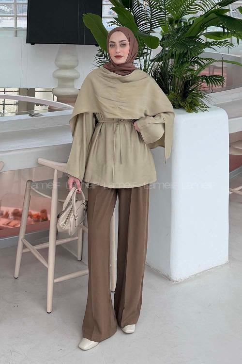 Lamelif Şallı Bluz Bej