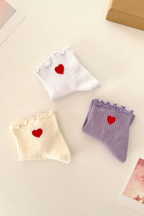 Lamelif 3lü Fırfırlı Kalpli Çorap