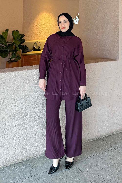 Lamelif Bağlamalı Takım Mürdüm