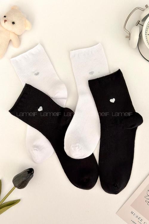 Lamelif 2li Dikişsiz Kalpli Çorap