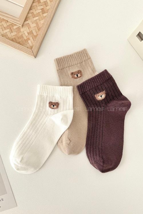 Lamelif 3lü Ayı Yarım Konç Çorap