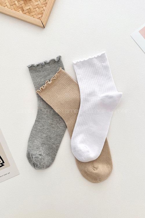 Lamelif 3lü Fırfırlı Kolej Çorap