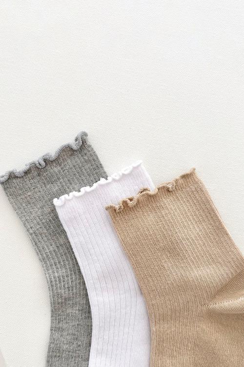 Lamelif 3lü Fırfırlı Kolej Çorap