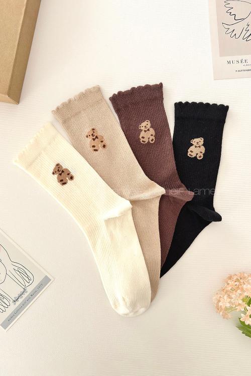 Lamelif 4lü Sevimli Ayı Soket Çorap