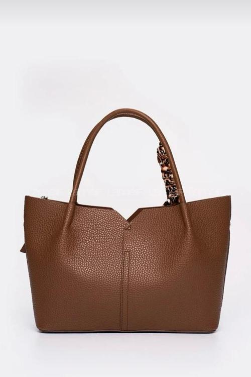 Lamelif Fular Detaylı El Ve Omuz Çantası Kadın Acı Kahve