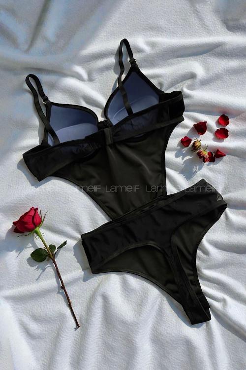 Lamelif Süet Deri Badysuit Takım