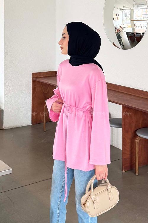 Pink Crew Neck Long Arm Sweatshirt