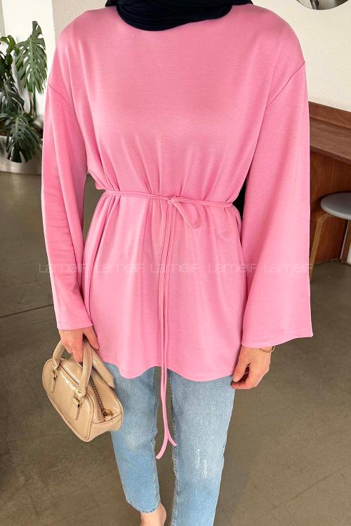 Pink Crew Neck Long Arm Sweatshirt