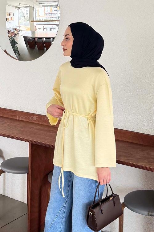 Lamelif Bağlama Detaylı Sweat Sarı