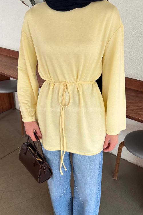 Lamelif Bağlama Detaylı Sweat Sarı