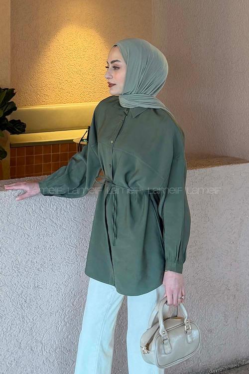 Dark Green Shirt Collar Long Arm Cupra Unprinted Shirt