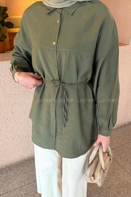 Dark Green Shirt Collar Long Arm Cupra Unprinted Shirt