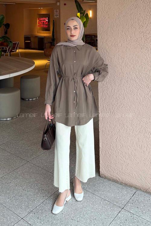 Soft Brown Shirt Collar Long Arm Cupra Unprinted Shirt