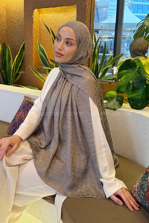 Lamelif  Bloom Desen Ayrobin Floş Jakar  Şal Toprak