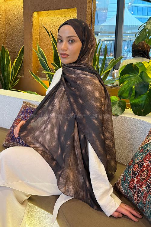 Lamelif Ceylan Desen Soft Şal Asker Yeşili