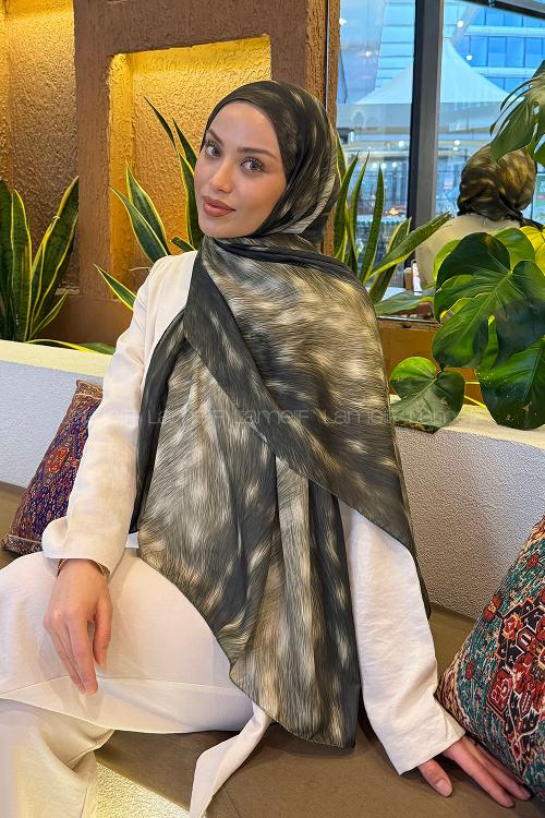 Lamelif Ceylan Desen Soft Şal Haki