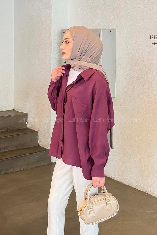 Lamelif Tensel Gömlek Gül