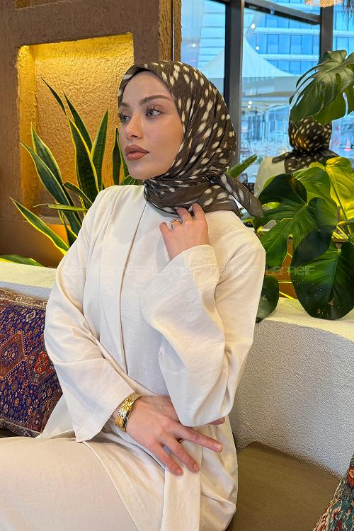 Lamelif Ceylan Desen Soft Eşarp Asker Yeşili