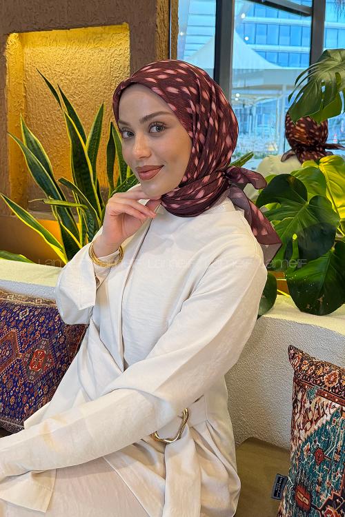 Lamelif Ceylan Desen Soft Eşarp Bordo