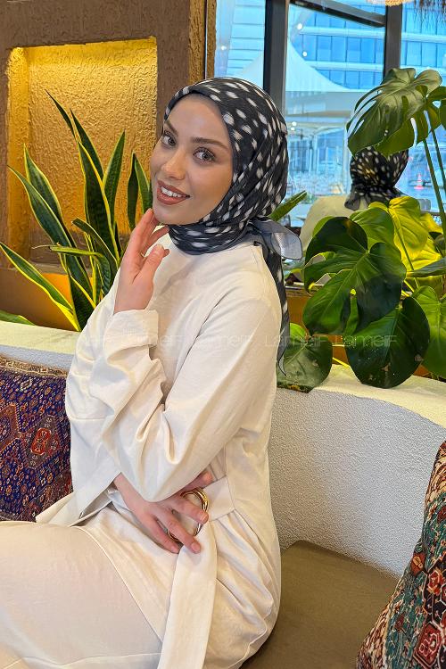 Lamelif Ceylan Desen Soft Eşarp Füme