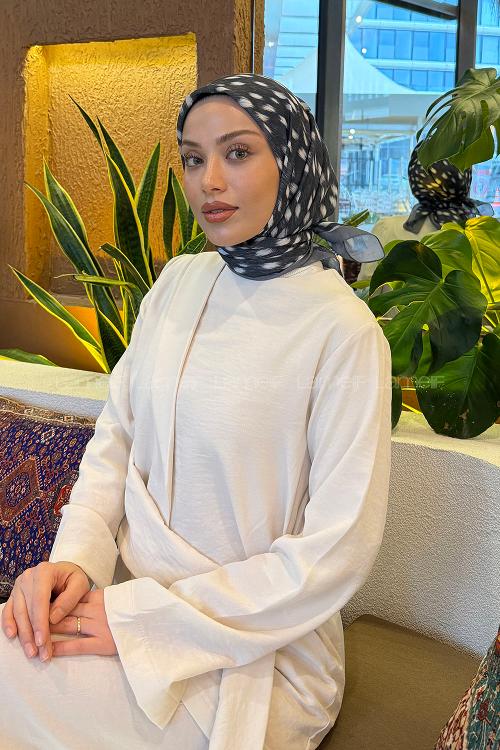 Lamelif Ceylan Desen Soft Eşarp Füme