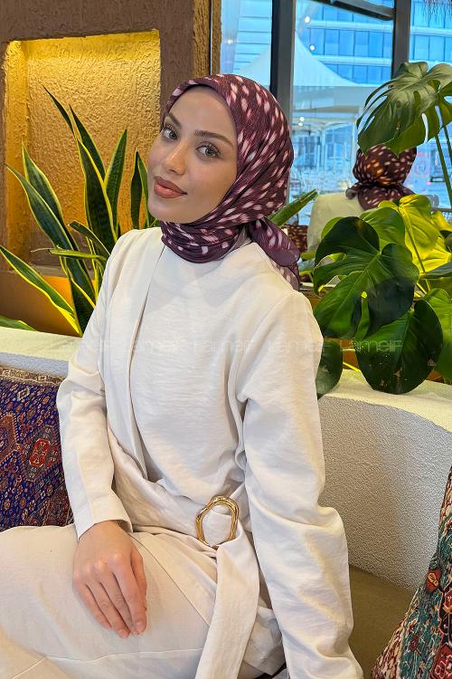 Lamelif Ceylan Desen Soft Eşarp Mürdüm