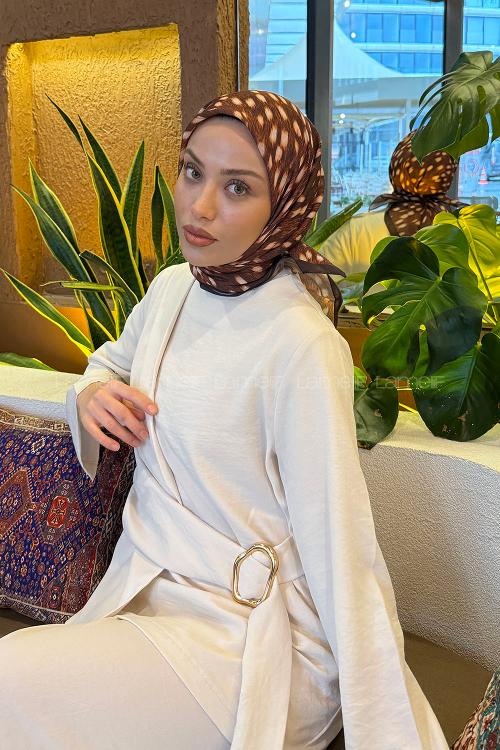 Lamelif Ceylan Desen Soft Eşarp Sütlü Kahve