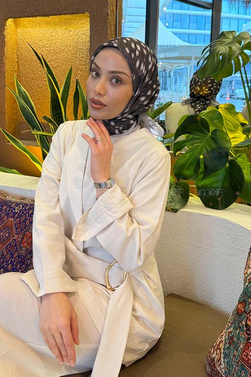 Lamelif Ceylan Desen Soft Eşarp Vizon