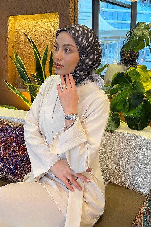 Lamelif Ceylan Desen Soft Eşarp Vizon