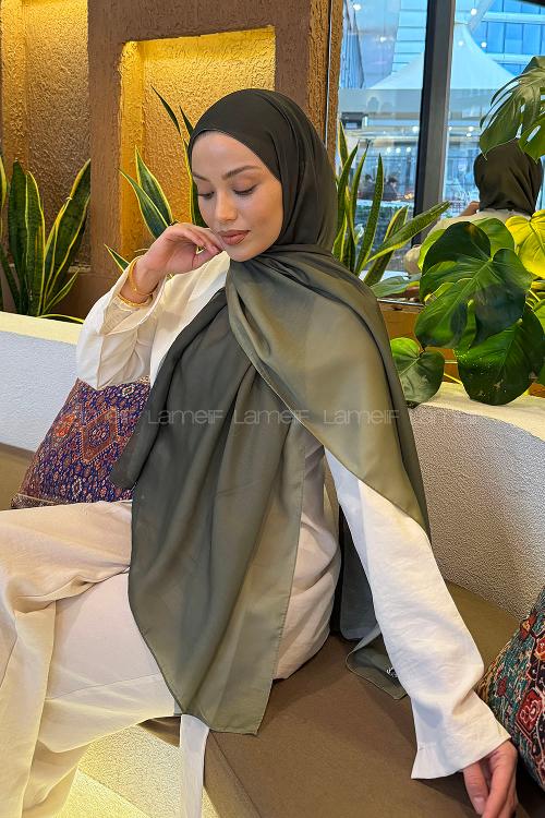 Lamelif Degrade Desen Soft Şal Haki