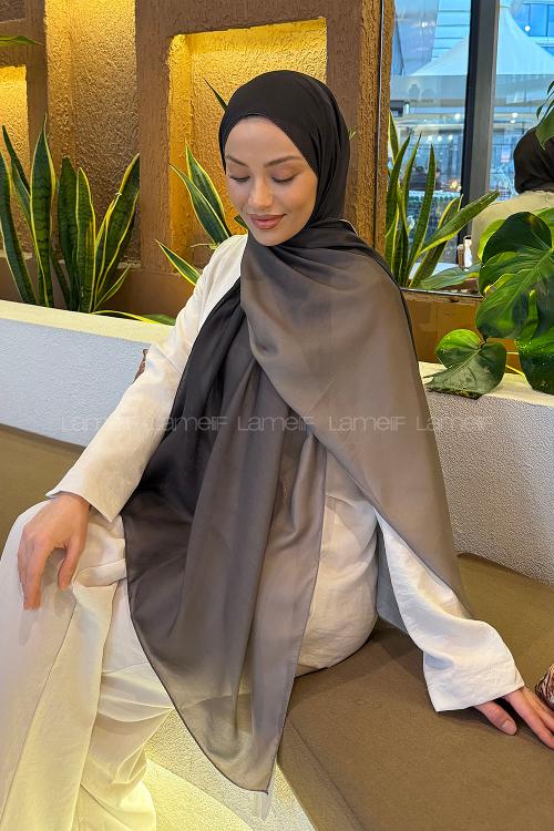 Lamelif Degrade Desen Soft Şal Siyah Toprak