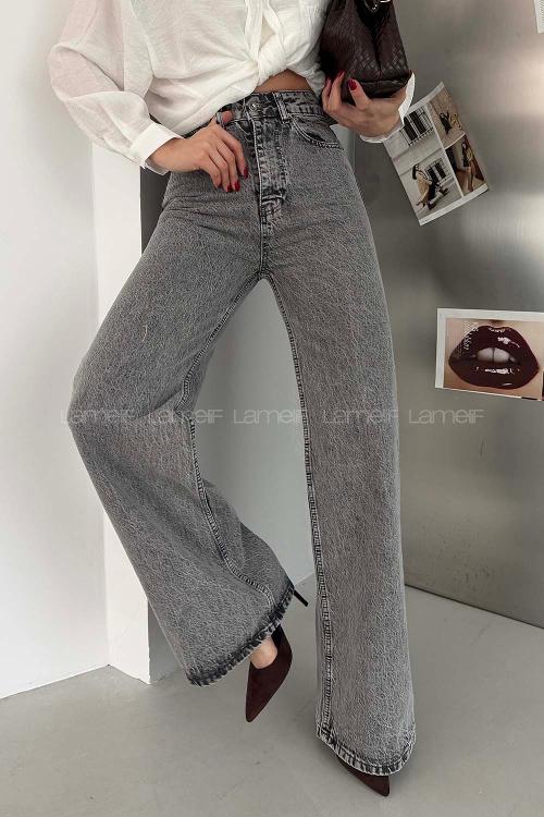Lamelif Yüksek Bel Wide Leg Pantolon Gri