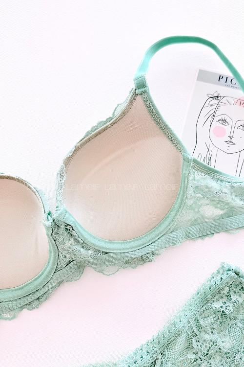Lamelif Taşlı Dantelli Destekli Sütyen Takım 