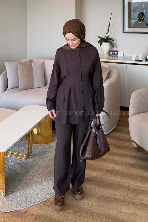 Lamelif Belden Oturtmalı Takım Acı Kahve