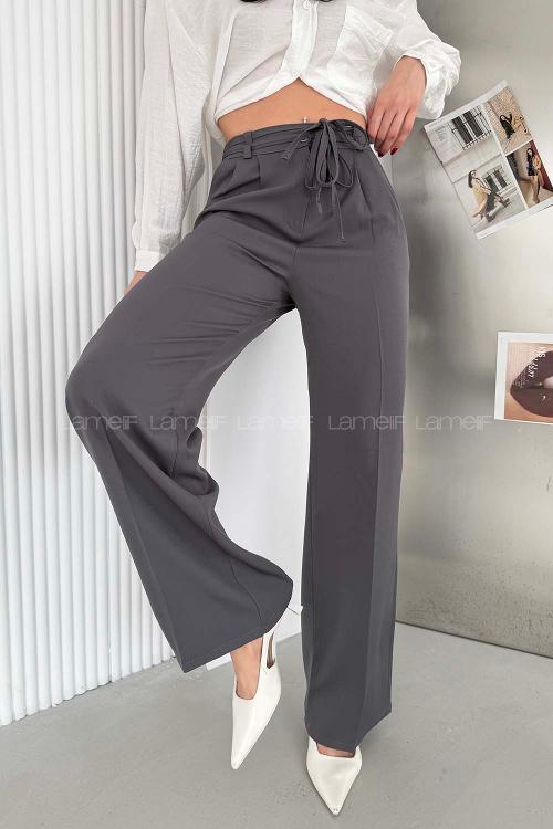 Lamelif İp Detaylı Pantolon Antrasit
