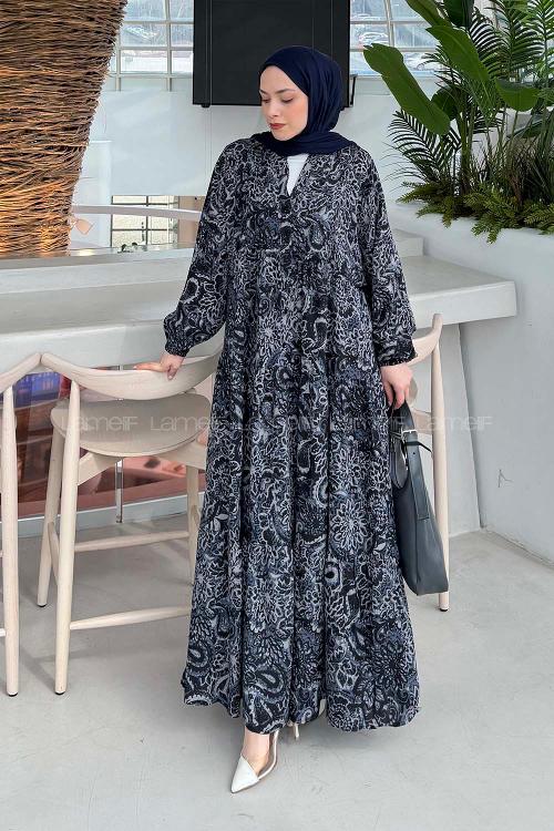 Lamelif Katleya Model Elbise Antrasit