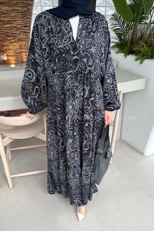 Lamelif Katleya Model Elbise Antrasit