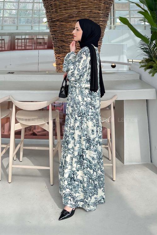 Lamelif Katleya Model Elbise Füme