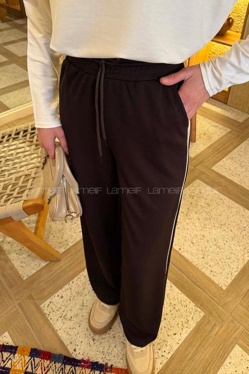 Lamelif Biyeli Modal Eşofman Acı Kahve